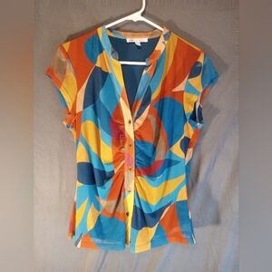 DR2 Satin Colorful Abstract Women's Top